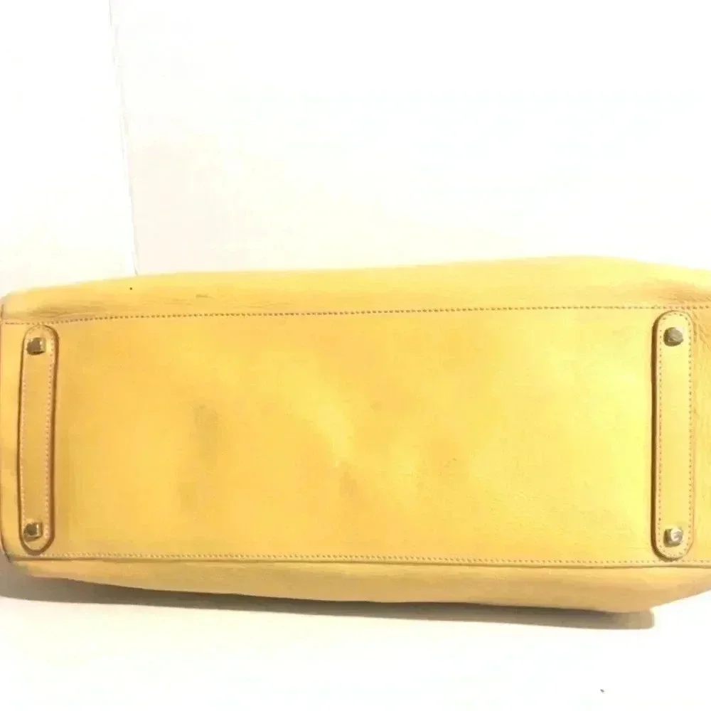 Salvatore Ferragamo yellow/ beige leather satchel handbag